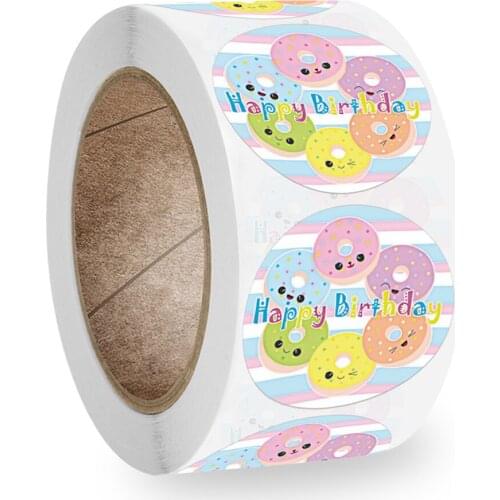 100-500pcs Cute Happy Birthday Stickers Birthday Gift Decoration Tag Sealing Label Kids toys Gift Package Scrapbooking Stickers