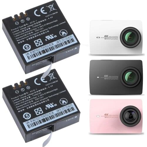 2Pcs For Xiaomi Yi2 4K Action Camera Battery AZ16-1 1400mAh 5.39WH Battery for Xiaoyi2 Outdoor Sport DV Original Accessories