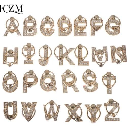 360 Degree Diamond Metal Letter A-Z Finger Ring Smartphone Stand Holder Mobile Phone Holder For All Phone