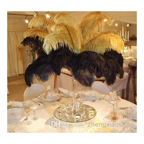50pcs/lot black Ostrich Feather Plume for Wedding centerpiece christmas feather wedding home festive table decor