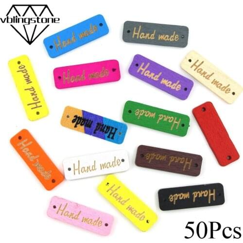 50Pcs Mixed Color Buttons Hand Made Wooden Button Rectangle 2Holes Button For Clothes Sewing Accessories Scrapbooking Crafts DIY