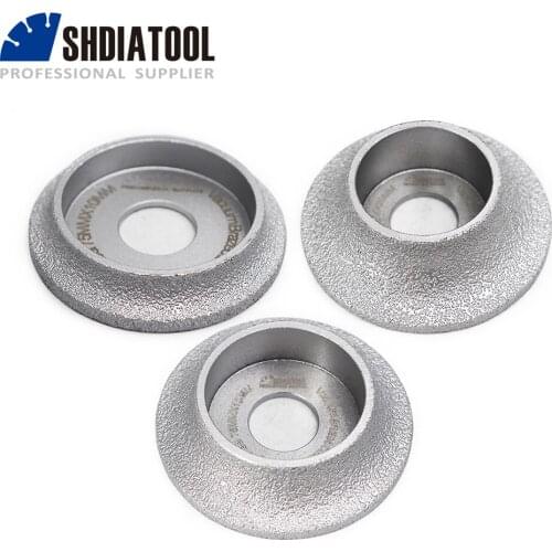 SHDIATOOL 3"/75mm Vacuum Brazed Diamond Grinding Wheel Demi-bullnose Edge Profile for marble, granite , quartz , artificial