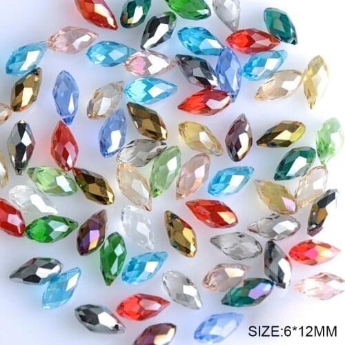 AODUOLA Briolette Pendant Waterdrop Austrian crystal beads 6*12mm 50pcs Teardrop glass beads for jewelry making bracelet DIY