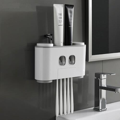 Bathroom Automatic Toothpaste Dispenser Toothpaste Squeezer Wall Paste Mounted Toothbrush Storage Holder