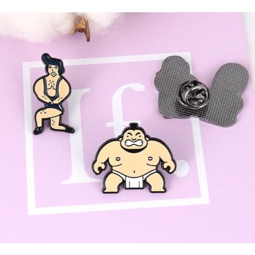 Japanese Sumo Cartoon Cute Enamel Brooch Metal Badge Cowboy Clothes Bag Oil Drop Pins Jewelry Brooch Pin Banquet