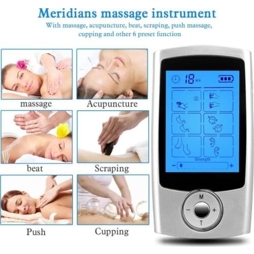 16Mode Digital Electronic Pulse Massager Muscle Stimulator Pain Relief Machine Electro Therapy Body Massage Device Silver Color