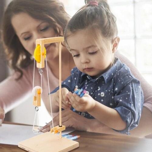 Kids Wood Learning Toys Crane Assemble Model DIY Science Experiment Model Building Kits Educational Manual Crane Creative Toy