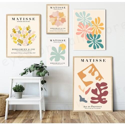 HD Matisse Colorful Leaves Abstract Curve Wall Art Canvas Painting Nordic Posters and Prints Wall Pictures for Living Room Decor