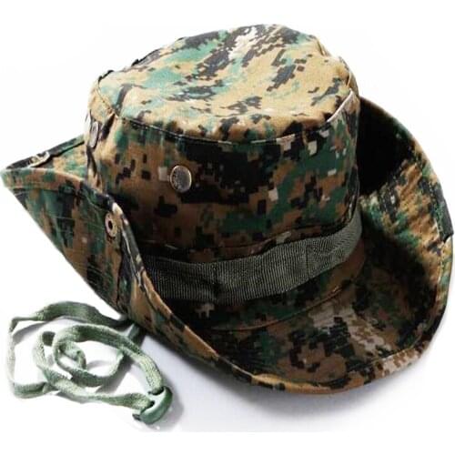 Military Army Round-brimmed Hat Sun Boonie Hat Cap for Fishing Hiking digital woodland camo