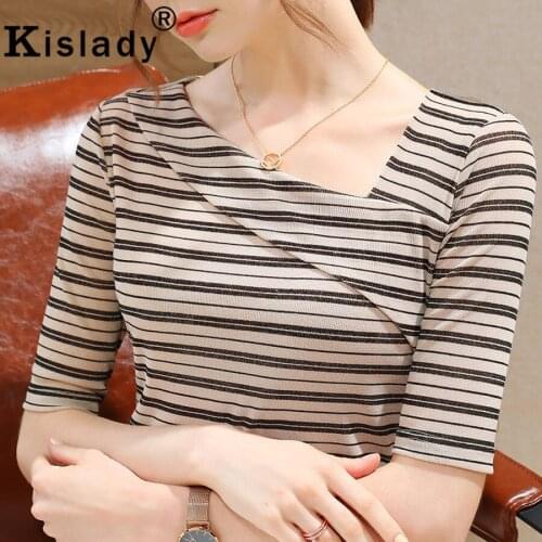 Женские полосатые футболки Kislady China At AliExpress