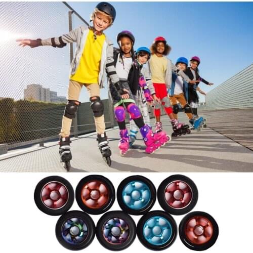Roller Skate Wheels Aluminum Alloy Speed Skating Wheels Replace Blading Wheel 90A Hardnes For Indoor Outdoor Asphalt Road