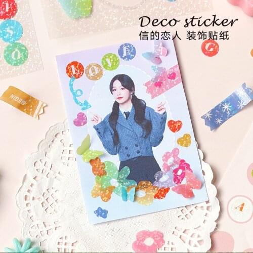 Korea Laser stickers Ribbon Laser Bow Decorative PVC Stickers Scrapbooking Stick Label Diy Diary Album Stationery