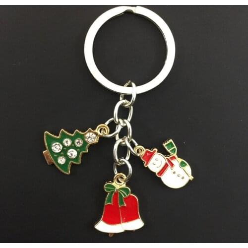 Fashion Christmas Pendant Alloy Keychain Santa Claus Keyring Christmas Bell Keychain New Year Gift