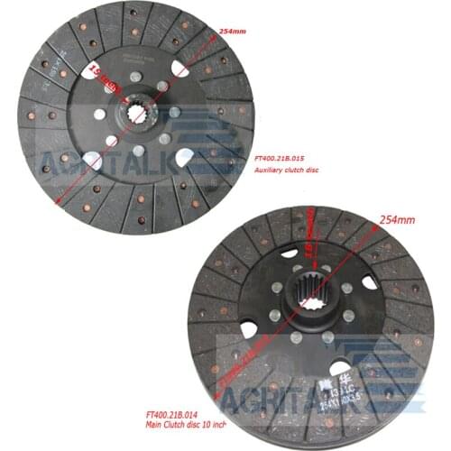 Set of clutch plates for Foton Lovol/Luzhong FT404/FT454/LZT454 with 10 inch dual clutpart number: FT400.21B.014 +FT400.21B.015