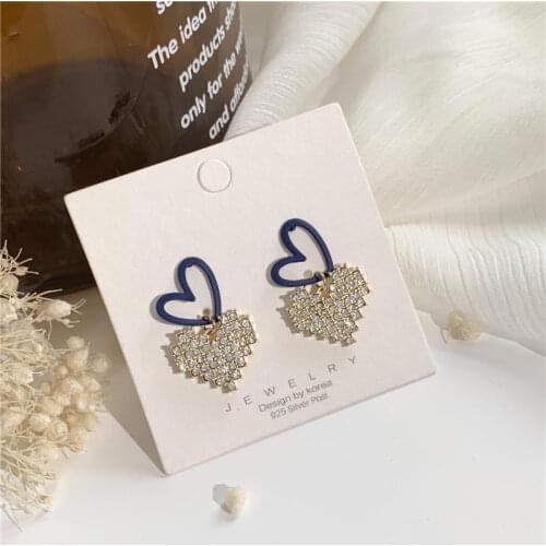 Girls Fully Cubic Zircon Love New Earrings Hollow Shiny Heart Earrings