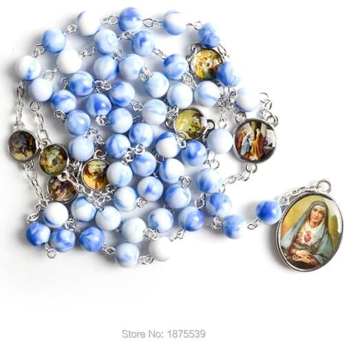 Acrylic Bead Seven Sorrows Chain Necklace For Woman