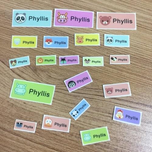 Personalized Iron On Name Labels Cartoon Animal Pattern Custom Stickers Chlidren Clothes Tag Fabric Sticker For School Uniforms