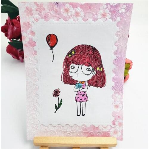 The Balloon Girl Transparent Clear Silicone Stamp Seal for DIY Scrapbooking Photo Album Decorative Rubber Clear Stamps