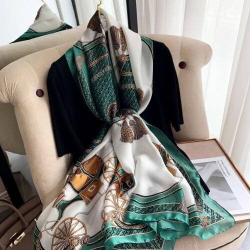 2020 Luxury brand Autumn and winter women New style Fashion Color matching Print silk scarf lady Popular headcloth beach shawl