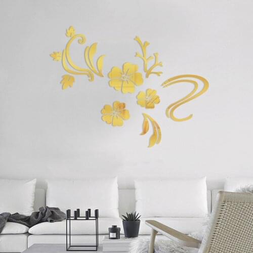 Self Adhesive Wall Sticker Flower Vine Modern Decal Waterproof Anti Static Harmless Removable Mirror Home Office Decoration