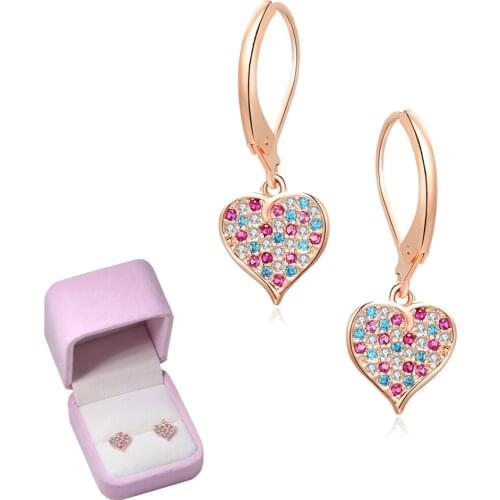 Heart earrings cute Silver and gold Earring Brilliant Splendid Sweet Love Earrings for girls child women good gift Pendientes