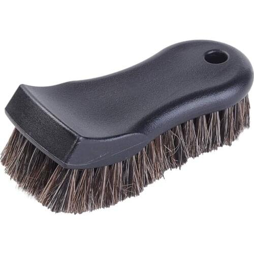 Car Cleaning Brush, Soft Horse Hair Detailing Brush Non-Slip Handle Wash Vehicle Brush for Rim Chassis, Radiator Grille