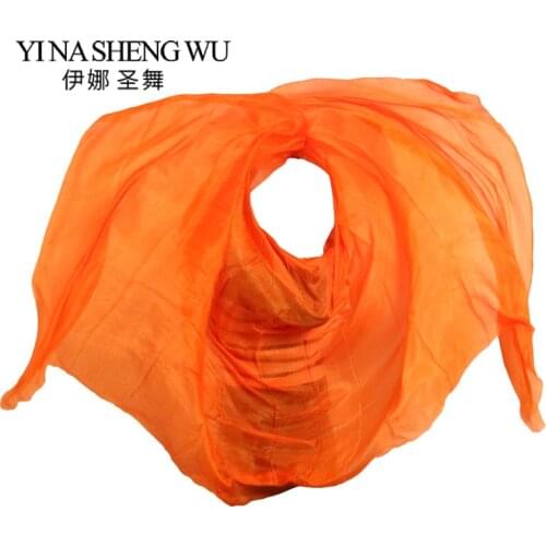 Silk Belly Dance Veil Belly Dance Props Shawl Scarf Pure Orange Color Belly Dance Practice Performance Silk Veils 250/270*114 cm