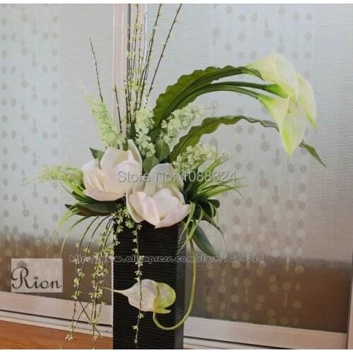 Silk Calla with vase for decor ,Craft fabric real touch flower ,Home Decor Wedding Party Event artificial callas , code 0382