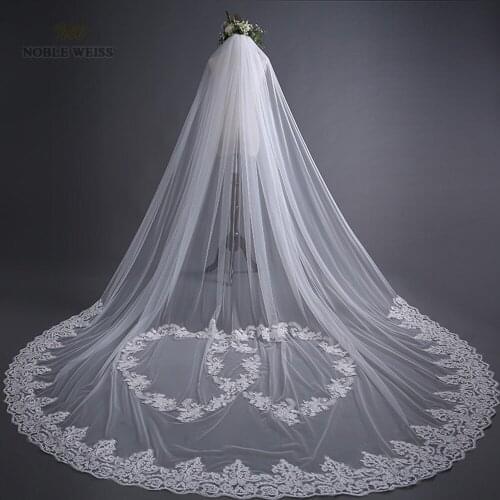 Wedding Veil Lace Edge Cathedral Wedding Veil One-Layer Wedding Veils with Comb