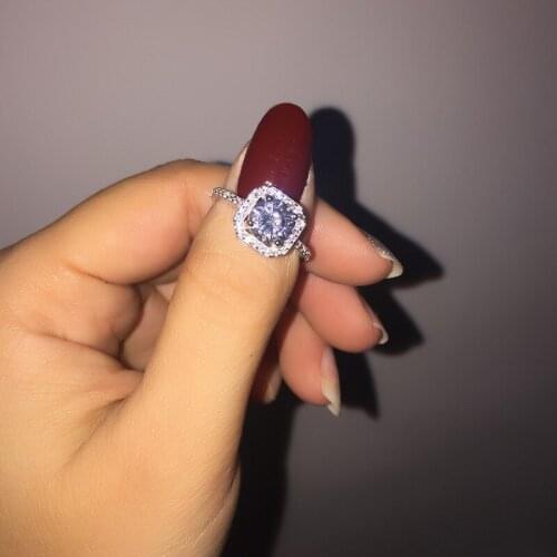 Eternal 925 Sterling Silver Ring Fine Jewelry With S925 Stamp Inlay 2 Carat Simulated Diamond Engagement Ring Size 5-10