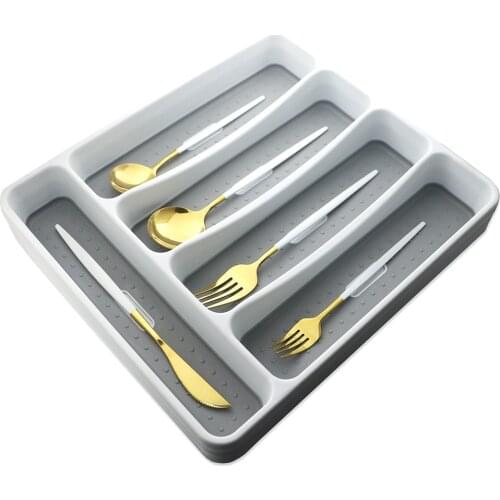 Drawer Organizer Cutlery Tray Knife Spoon Fork Tableware Silverware Utensil Separation Plastic Storage Box Kitchen Srorage Rack