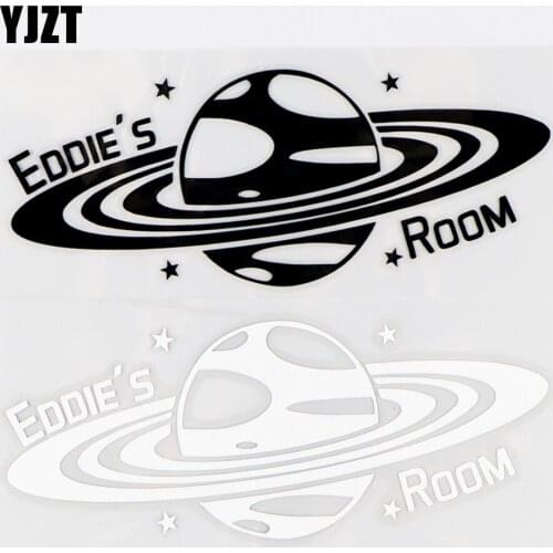 YJZT 13.3×5.1CM Saturn Moon Stars Outer Space Funny Car Sticker Vinyl Decals Black / Silver 10A-0598