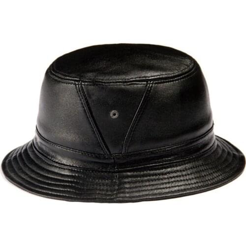 Svadilfari Women Men Real Sheep Leather Bucket Hats Caps Women Fishing Flap Hat Fedoras Beanies Tracker Hunting Caps