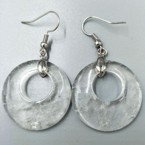 Free Shipping Women Fashion Jewelry 28mm White Crystal Round Beads Dangle Earrings C5300