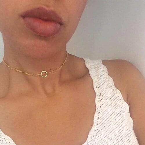 New Simple Women Circle Choker Necklace Gold Silver Plated Collar Chian Fashion Jewelry Gift #250977