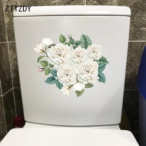 ZTTZDY 23.3*19.5CM Cartoon White Rose Fashion Wall Decal Home Room Decor Art Toilet Sticker T2-0046