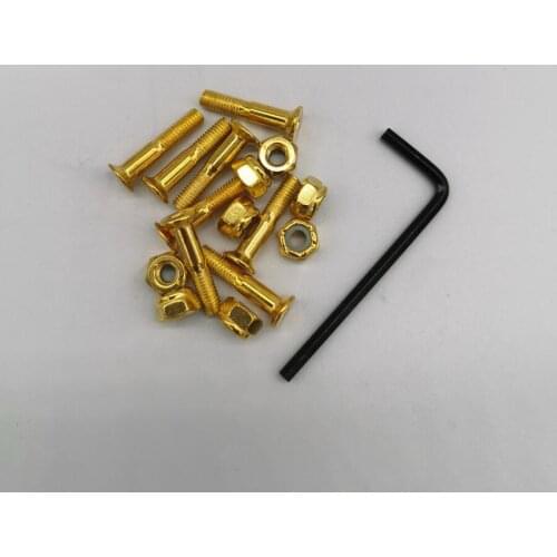 1inch black and gold color skateboard screws + L tool skateboard bolts and nuts skateboard hardwares