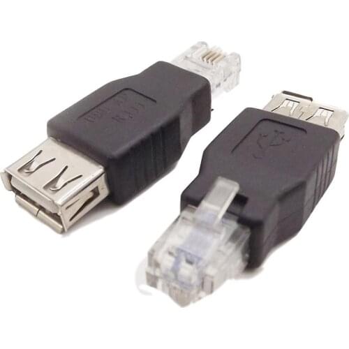 10pcs USB 2.0 Type A Female To RJ11 4 Pin 6P4C Male Ethernet Network Phone Connector Converter Adapter