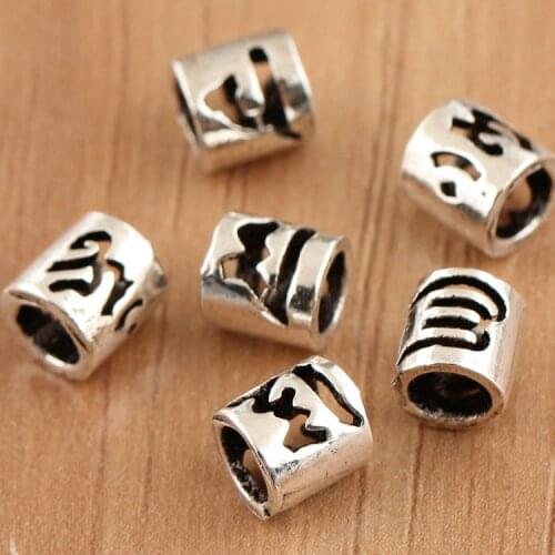 100% 925 Silver Tibetan OM Mantra Beads Sterling Buddhist Words Beads Pure Silver Buddhist OM Mani Padme Hum Beads