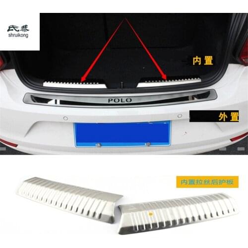 2pcs/lot for 2011-2016 Volkswagen VW POLO 6R 6C hatchback Stainless Steel back rear trunk inside Protection decoration cover