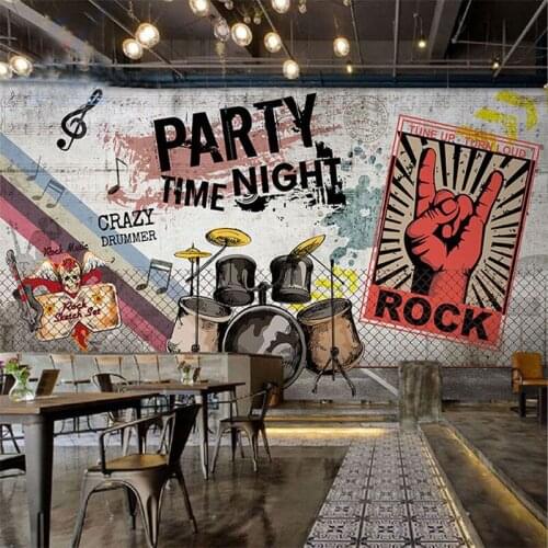 3D Music stage background wall mural shelf drum rock classroom Restaurant Bar decorative Self Adhesive wallpaper papel DE parede