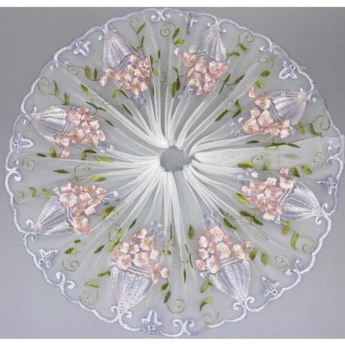 5Yards Green Pink Gray Handmade DIY Clothing Accessories Floral Embroidery Lace Fabric Curtains Sofa Lace Trim 20cm