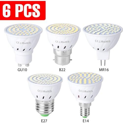 6PCS E27 Led Bulb GU10 Led Lamp E14 Corn Bulb 220V Spot Light MR16 Lampara Led For Ampoule GU5.3 Home Spotlight B22 4W 6W 8W