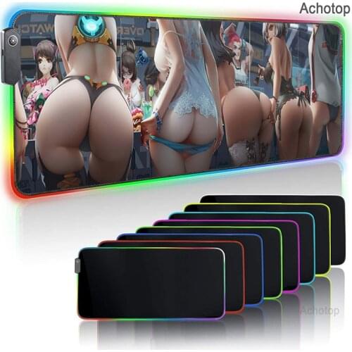 Anime Overwatch Gaming Mouse Pad RGB USB LED Lights Extended Illuminated Keyboard Non-slip Blanket Mat XXL 40x90cm Mouse Carpet