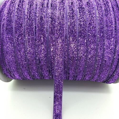 Free shipping 5 yards 3/8 "10mm Purple Glitter Velvet Ribbon Headband Clips Bow Decoration #RS-11