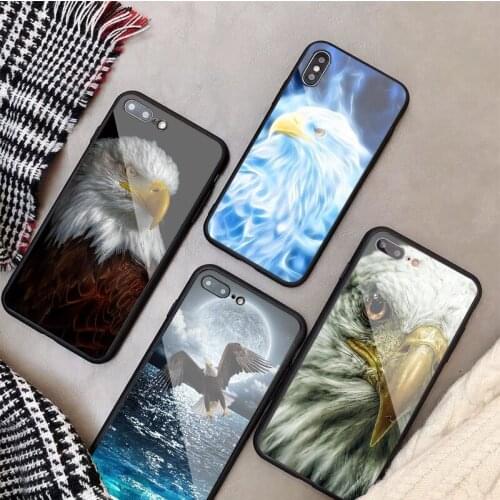 Eagle Tempered Glass Phone Case For iphone 12 11 Pro Max 5 6 7 8 PLUS X XS XR XSMax Shell