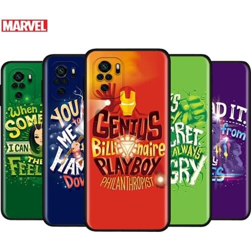 Silicone Cover Marvel superhero text For Xiaomi Redmi Note 10S 10 9 9S 9T 8T 8 7 6 5 Pro Max 5A 4X 4 5G Soft Silicone Phone Case