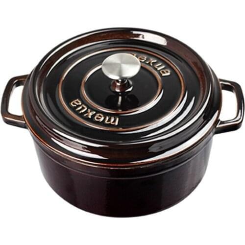 Cast Iron Dutch Oven Enamelled Multipurpose Pot with Lid, Oval Round Casserole Stockpot, Dual Handles