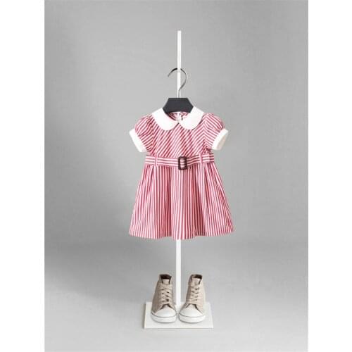 New Baby Girls Clothes Summer Baby Dress Short Sleeve Newborn Infant Dresses Cotton Navy Stripe Pink Toddler Dresses