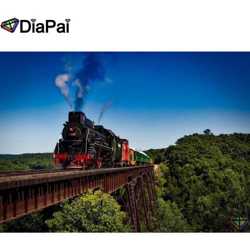 DIAPAI 5D DIY Diamond Painting 100% Full Square/Round Drill "Train scenery" Diamond Embroidery Cross Stitch 3D Decor A22701